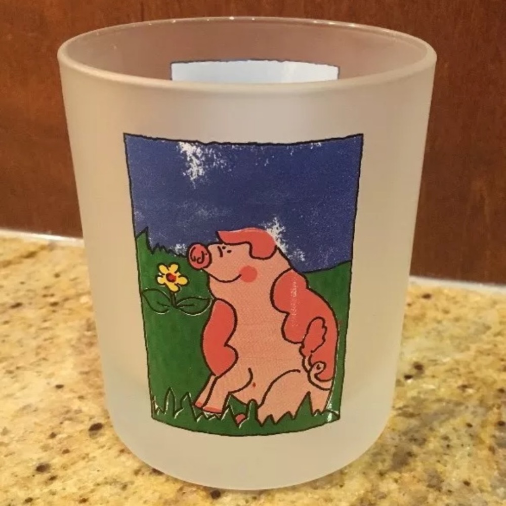 Cute Frosted Pig Glass Cup Dartington Designs